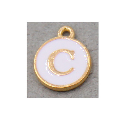 10 τμχ/26 τμχ Alphabet Letter Διπλό Πρόσωπο Σμάλτα Γούρια KC Χρυσό χρώμα Λευκό Σμάλτο 12*15mm μενταγιόν κοσμήματα κατασκευή Χειροποίητη χειροτεχνία