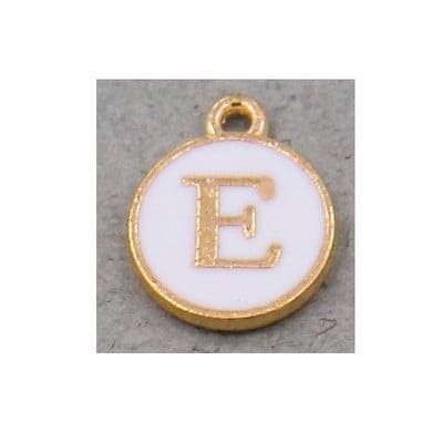 10 τμχ/26 τμχ Alphabet Letter Διπλό Πρόσωπο Σμάλτα Γούρια KC Χρυσό χρώμα Λευκό Σμάλτο 12*15mm μενταγιόν κοσμήματα κατασκευή Χειροποίητη χειροτεχνία