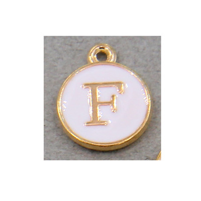 10 τμχ/26 τμχ Alphabet Letter Διπλό Πρόσωπο Σμάλτα Γούρια KC Χρυσό χρώμα Λευκό Σμάλτο 12*15mm μενταγιόν κοσμήματα κατασκευή Χειροποίητη χειροτεχνία