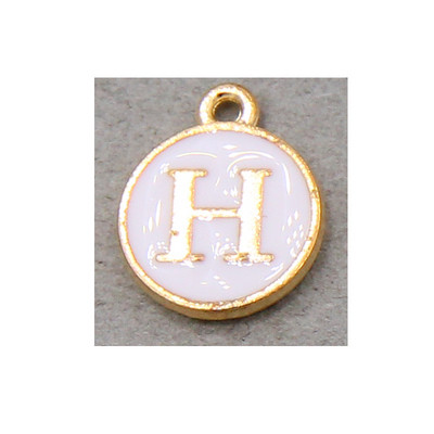 10 τμχ/26 τμχ Alphabet Letter Διπλό Πρόσωπο Σμάλτα Γούρια KC Χρυσό χρώμα Λευκό Σμάλτο 12*15mm μενταγιόν κοσμήματα κατασκευή Χειροποίητη χειροτεχνία