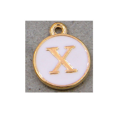 10 τμχ/26 τμχ Alphabet Letter Διπλό Πρόσωπο Σμάλτα Γούρια KC Χρυσό χρώμα Λευκό Σμάλτο 12*15mm μενταγιόν κοσμήματα κατασκευή Χειροποίητη χειροτεχνία