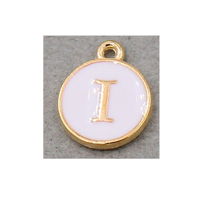 10 τμχ/26 τμχ Alphabet Letter Διπλό Πρόσωπο Σμάλτα Γούρια KC Χρυσό χρώμα Λευκό Σμάλτο 12*15mm μενταγιόν κοσμήματα κατασκευή Χειροποίητη χειροτεχνία