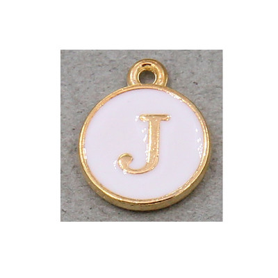 10 τμχ/26 τμχ Alphabet Letter Διπλό Πρόσωπο Σμάλτα Γούρια KC Χρυσό χρώμα Λευκό Σμάλτο 12*15mm μενταγιόν κοσμήματα κατασκευή Χειροποίητη χειροτεχνία