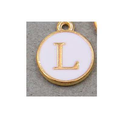 10 τμχ/26 τμχ Alphabet Letter Διπλό Πρόσωπο Σμάλτα Γούρια KC Χρυσό χρώμα Λευκό Σμάλτο 12*15mm μενταγιόν κοσμήματα κατασκευή Χειροποίητη χειροτεχνία