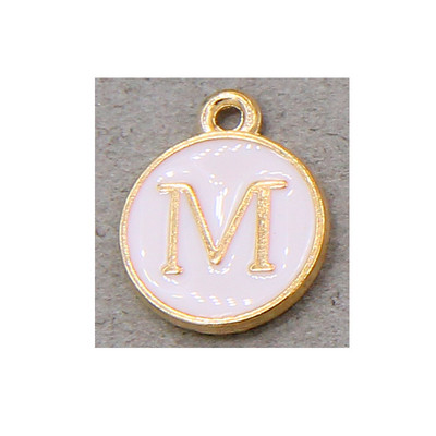 10 τμχ/26 τμχ Alphabet Letter Διπλό Πρόσωπο Σμάλτα Γούρια KC Χρυσό χρώμα Λευκό Σμάλτο 12*15mm μενταγιόν κοσμήματα κατασκευή Χειροποίητη χειροτεχνία