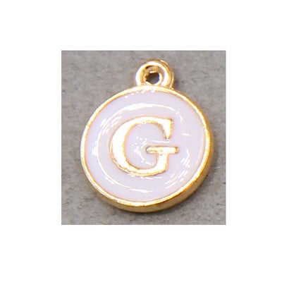 10 τμχ/26 τμχ Alphabet Letter Διπλό Πρόσωπο Σμάλτα Γούρια KC Χρυσό χρώμα Λευκό Σμάλτο 12*15mm μενταγιόν κοσμήματα κατασκευή Χειροποίητη χειροτεχνία