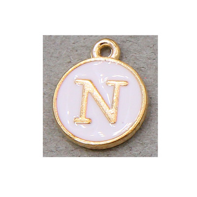 10 τμχ/26 τμχ Alphabet Letter Διπλό Πρόσωπο Σμάλτα Γούρια KC Χρυσό χρώμα Λευκό Σμάλτο 12*15mm μενταγιόν κοσμήματα κατασκευή Χειροποίητη χειροτεχνία