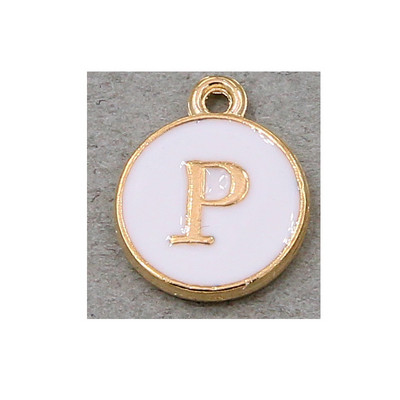 10 τμχ/26 τμχ Alphabet Letter Διπλό Πρόσωπο Σμάλτα Γούρια KC Χρυσό χρώμα Λευκό Σμάλτο 12*15mm μενταγιόν κοσμήματα κατασκευή Χειροποίητη χειροτεχνία