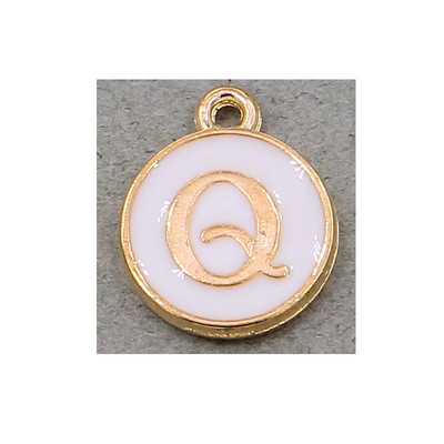 10 τμχ/26 τμχ Alphabet Letter Διπλό Πρόσωπο Σμάλτα Γούρια KC Χρυσό χρώμα Λευκό Σμάλτο 12*15mm μενταγιόν κοσμήματα κατασκευή Χειροποίητη χειροτεχνία
