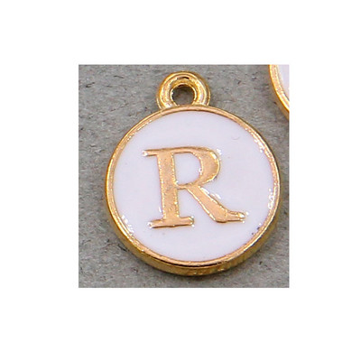 10 τμχ/26 τμχ Alphabet Letter Διπλό Πρόσωπο Σμάλτα Γούρια KC Χρυσό χρώμα Λευκό Σμάλτο 12*15mm μενταγιόν κοσμήματα κατασκευή Χειροποίητη χειροτεχνία