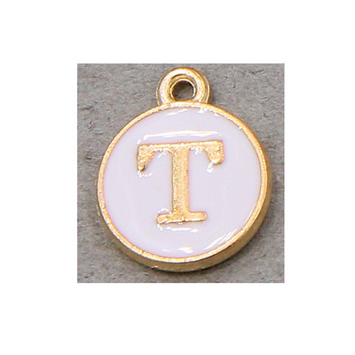 10 τμχ/26 τμχ Alphabet Letter Διπλό Πρόσωπο Σμάλτα Γούρια KC Χρυσό χρώμα Λευκό Σμάλτο 12*15mm μενταγιόν κοσμήματα κατασκευή Χειροποίητη χειροτεχνία