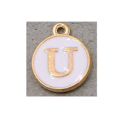 10 τμχ/26 τμχ Alphabet Letter Διπλό Πρόσωπο Σμάλτα Γούρια KC Χρυσό χρώμα Λευκό Σμάλτο 12*15mm μενταγιόν κοσμήματα κατασκευή Χειροποίητη χειροτεχνία