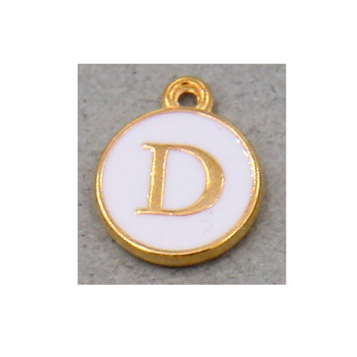 10 τμχ/26 τμχ Alphabet Letter Διπλό Πρόσωπο Σμάλτα Γούρια KC Χρυσό χρώμα Λευκό Σμάλτο 12*15mm μενταγιόν κοσμήματα κατασκευή Χειροποίητη χειροτεχνία
