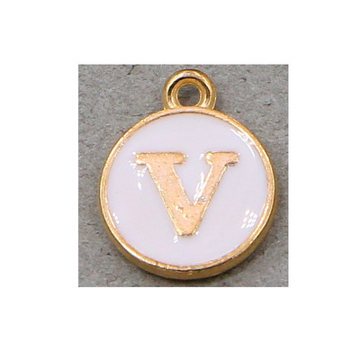 10 τμχ/26 τμχ Alphabet Letter Διπλό Πρόσωπο Σμάλτα Γούρια KC Χρυσό χρώμα Λευκό Σμάλτο 12*15mm μενταγιόν κοσμήματα κατασκευή Χειροποίητη χειροτεχνία