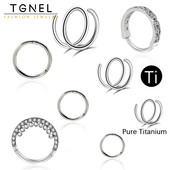 Inele pentru nas G23 Piercing din titan pur Cerc cu balamale Cartilaj CZ ASTM F136 Bijuterii hipoalergenice din titan fără nichel pentru femei bărbați