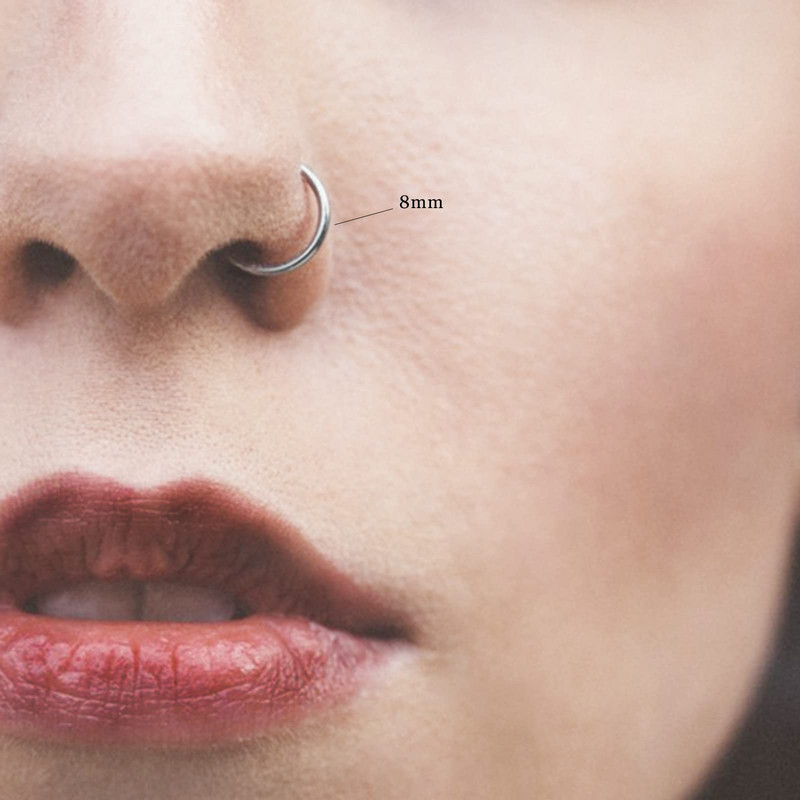 Inele pentru nas G23 Piercing din titan pur Cerc cu balamale Cartilaj CZ ASTM F136 Bijuterii hipoalergenice din titan fără nichel pentru femei bărbați