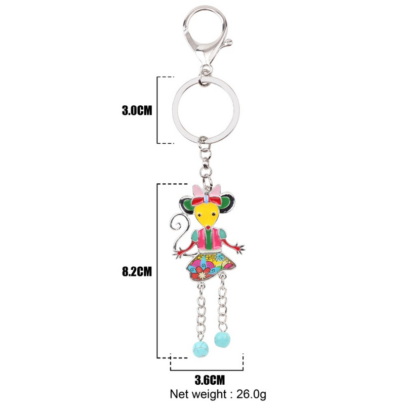 Bonsny Emajl Legura Miš Privjesak za ključeve Privjesci Prsten Torba Auto Privjesak Privjesci Novost Životinjski nakit Pokloni za žene Djevojke Veleprodaja