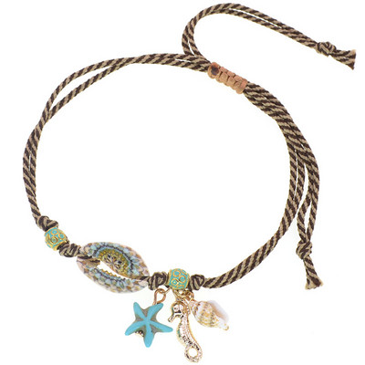 WELLMORE színes kagylós bokalánc karkötő kézzel készített kötéllánc BOHO bokaláncok fűzős báj karkötő női Lábékszerek