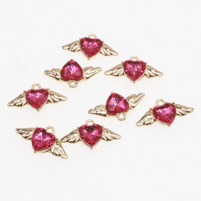 10 bucăți drăguț, romantic, colorat, aripi de înger, pandantiv cu inimă, pentru femei, accesorii pentru bijuterii, cercei, bricolaj, pentru fabricarea de bijuterii