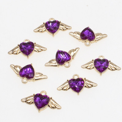 10 bucăți drăguț, romantic, colorat, aripi de înger, pandantiv cu inimă, pentru femei, accesorii pentru bijuterii, cercei, bricolaj, pentru fabricarea de bijuterii