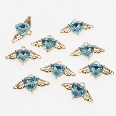 10 bucăți drăguț, romantic, colorat, aripi de înger, pandantiv cu inimă, pentru femei, accesorii pentru bijuterii, cercei, bricolaj, pentru fabricarea de bijuterii