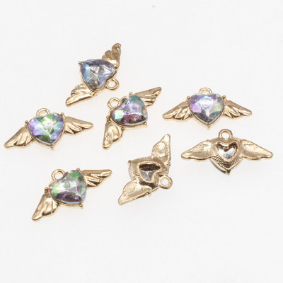 10 bucăți drăguț, romantic, colorat, aripi de înger, pandantiv cu inimă, pentru femei, accesorii pentru bijuterii, cercei, bricolaj, pentru fabricarea de bijuterii