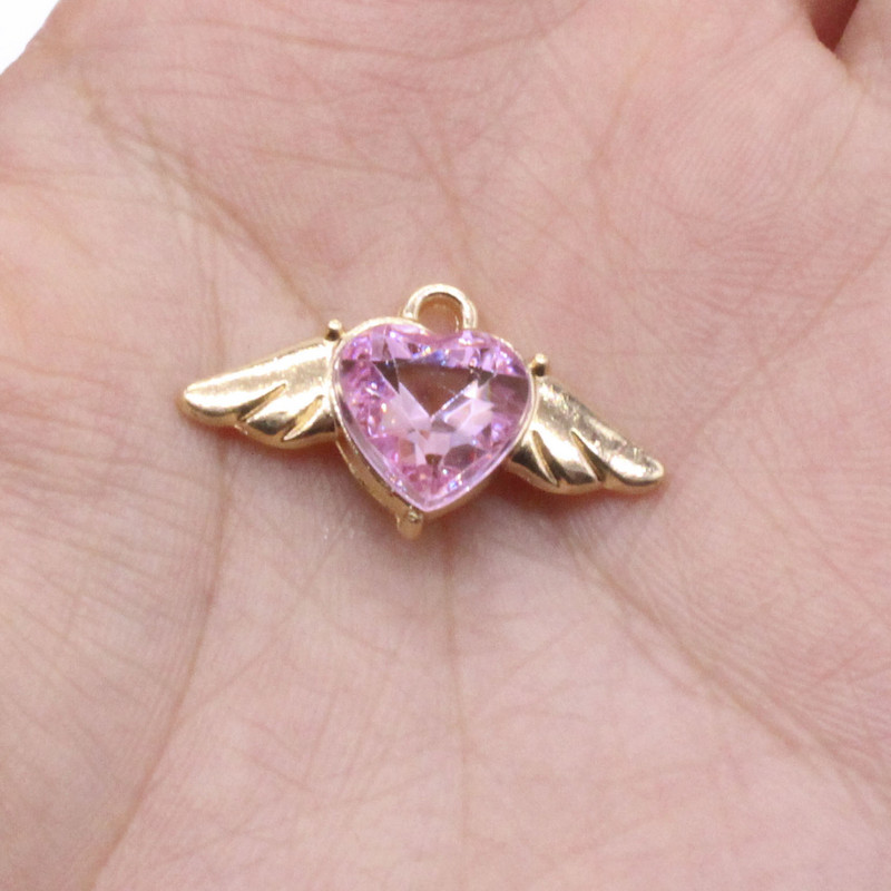 10 bucăți drăguț, romantic, colorat, aripi de înger, pandantiv cu inimă, pentru femei, accesorii pentru bijuterii, cercei, bricolaj, pentru fabricarea de bijuterii