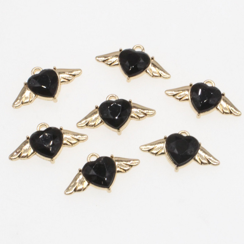 10 bucăți drăguț, romantic, colorat, aripi de înger, pandantiv cu inimă, pentru femei, accesorii pentru bijuterii, cercei, bricolaj, pentru fabricarea de bijuterii