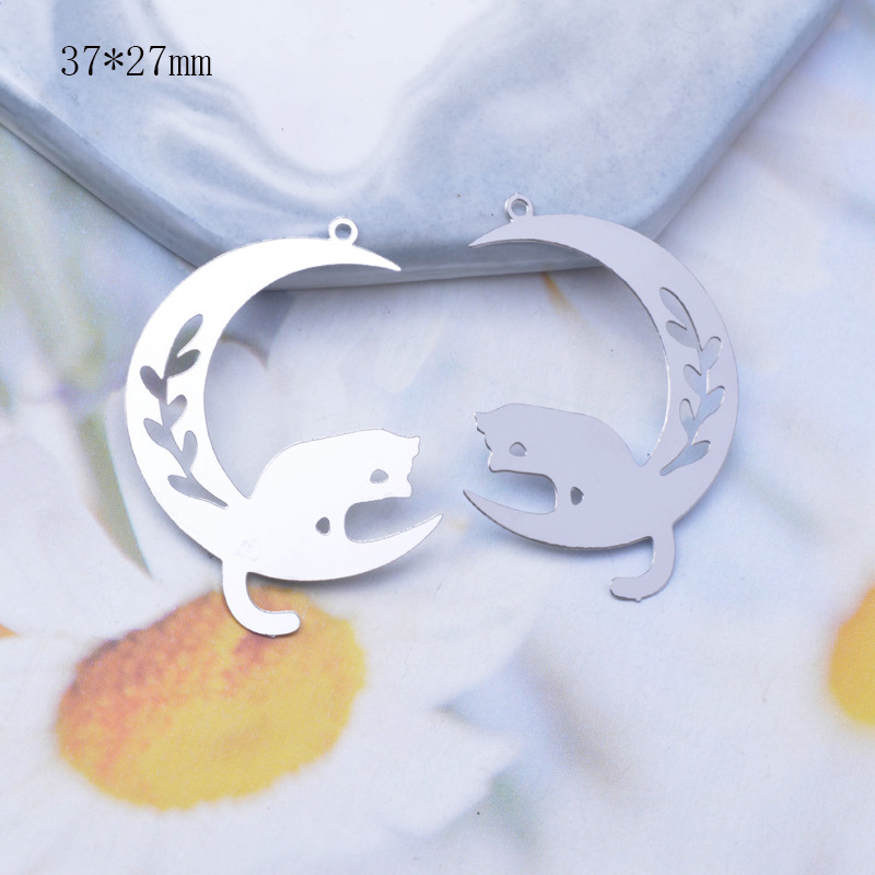 10 bucăți din oțel inoxidabil Luna și pisică gravate Charms Pandantiv DIY Bijuterii Rechizite cu ridicata