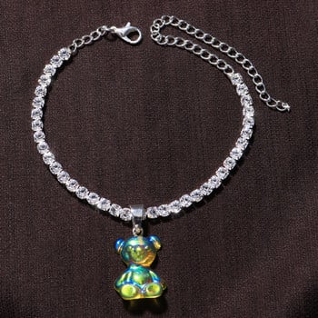 2021 Boho Cute Beach Teddy Gummy AB Color Bear Anklet Гривна на крака Сандали Висулка Крак Верижка Anklet Бижута на едро