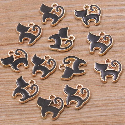 30 buc/lot 13*13mm 10 culori smalț drăguț pisici din desene animate pandantive pentru coliere cercei farmece fete bijuterii descoperiri