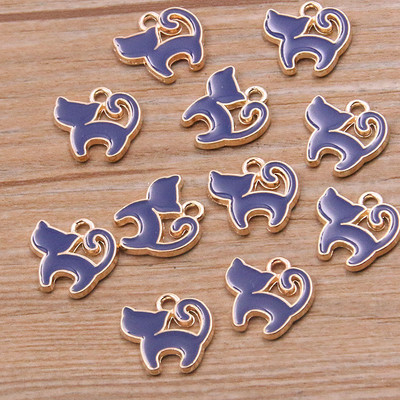 30 buc/lot 13*13mm 10 culori smalț drăguț pisici din desene animate pandantive pentru coliere cercei farmece fete bijuterii descoperiri