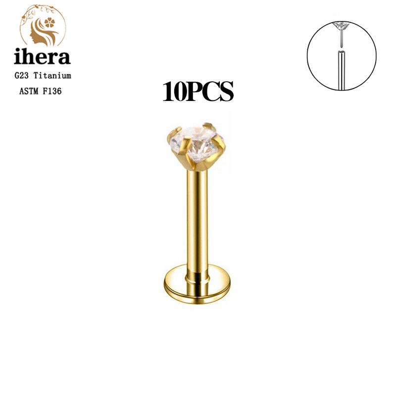 10 buc. G23 titan argint culoare Labret Piercing Stud Buza Inel Tragus Cartilage Helix Conch Piercing Ureche Cercei Bijuterii pentru corp