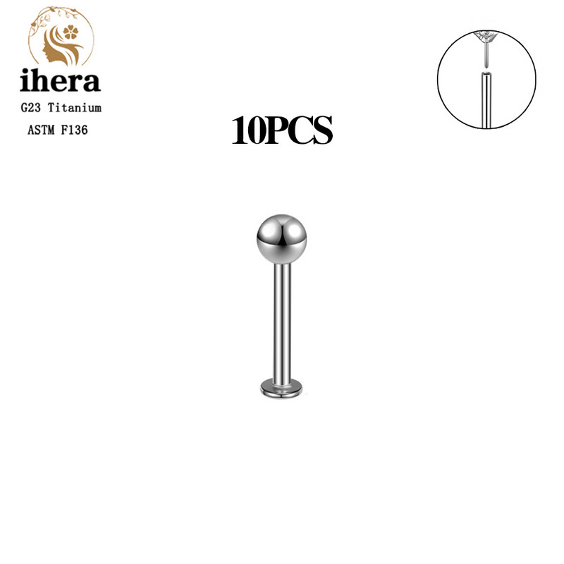 10 buc. G23 titan argint culoare Labret Piercing Stud Buza Inel Tragus Cartilage Helix Conch Piercing Ureche Cercei Bijuterii pentru corp
