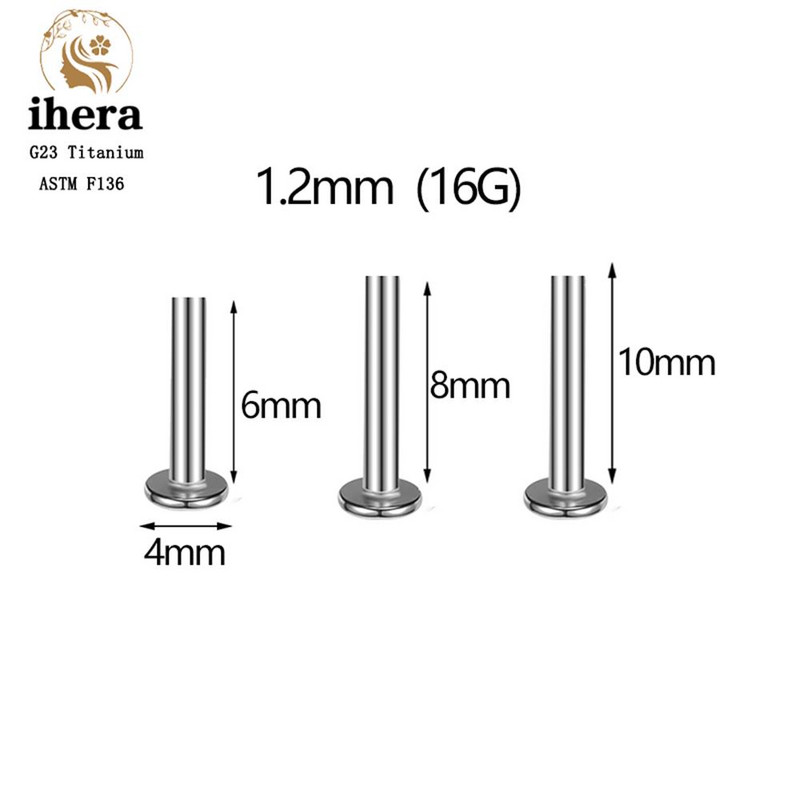 10 buc. G23 titan argint culoare Labret Piercing Stud Buza Inel Tragus Cartilage Helix Conch Piercing Ureche Cercei Bijuterii pentru corp