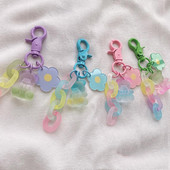 Fete coreene de culoare gradient drăguț urs breloc mate lanțuri pandantiv flori accesorii rucsac breloc ornament ornament