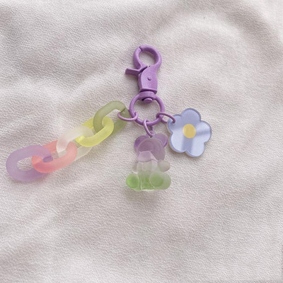 Fete coreene de culoare gradient drăguț urs breloc mate lanțuri pandantiv flori accesorii rucsac breloc ornament ornament
