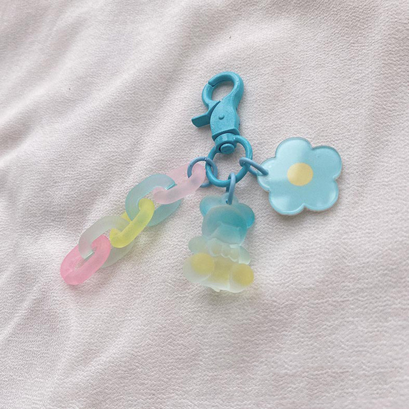 Fete coreene de culoare gradient drăguț urs breloc mate lanțuri pandantiv flori accesorii rucsac breloc ornament ornament