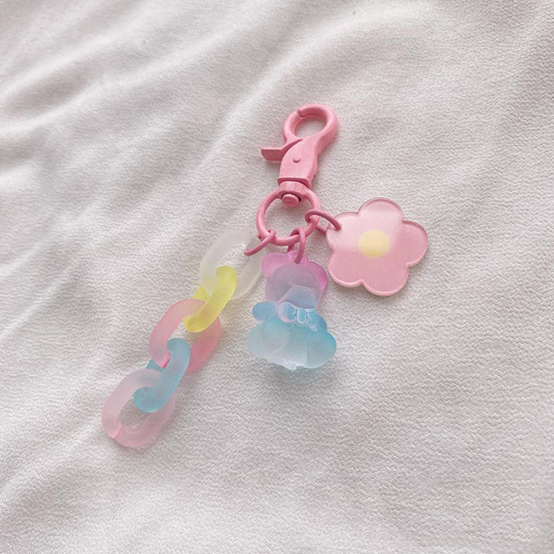 Fete coreene de culoare gradient drăguț urs breloc mate lanțuri pandantiv flori accesorii rucsac breloc ornament ornament