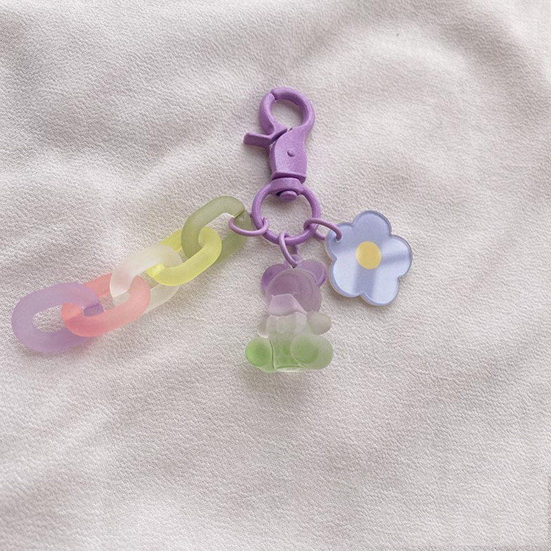 Fete coreene de culoare gradient drăguț urs breloc mate lanțuri pandantiv flori accesorii rucsac breloc ornament ornament