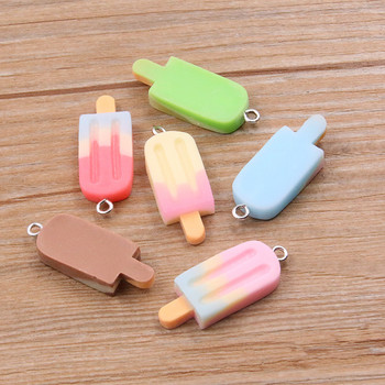 10 ΤΕΜ. 12X32mm Mix Gradient Color Small Ice Cream Charms Resin Simulated Food pendant For Making Jewelry DIY Earings Decoration