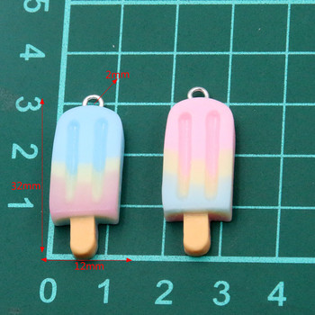 10 ΤΕΜ. 12X32mm Mix Gradient Color Small Ice Cream Charms Resin Simulated Food pendant For Making Jewelry DIY Earings Decoration