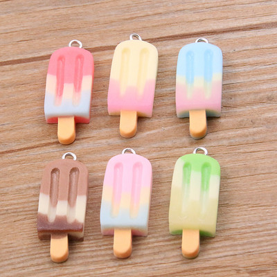 10 DB 12X32MM Mix Gradient Color Kis fagylalt varázslat Gyanta szimulált élelmiszer medál ékszerek készítéséhez barkács fülbevaló dekoráció