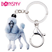 Bonsny acrilic elegant pudel câine breloc breloc inele cadou noutate pentru femei fete doamne poșetă brelocuri mașină bijuterii animale