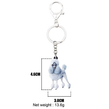 Bonsny Ακρυλικό Κομψό Μπρελόκ για Poodle Dog Μπρελόκ Δαχτυλίδια καινοτομία για γυναίκες κορίτσι Γυναικεία τσάντα αυτοκινήτου Γούρια Ζωικά κοσμήματα