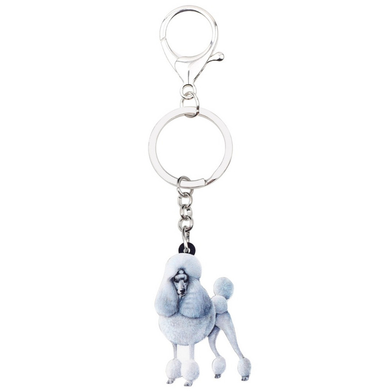 Bonsny acrilic elegant pudel câine breloc breloc inele cadou noutate pentru femei fete doamne poșetă brelocuri mașină bijuterii animale