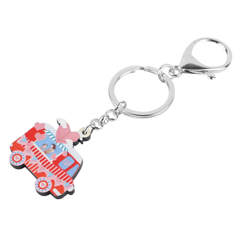 Bonsny Ziua Îndrăgostiților Acrilic Dulce Roșu Dragoste Inimă Balon Breloc Mașină Inel TrendyPurse Geanta Lanț Cheie Pentru Femei Fete Bijuterii