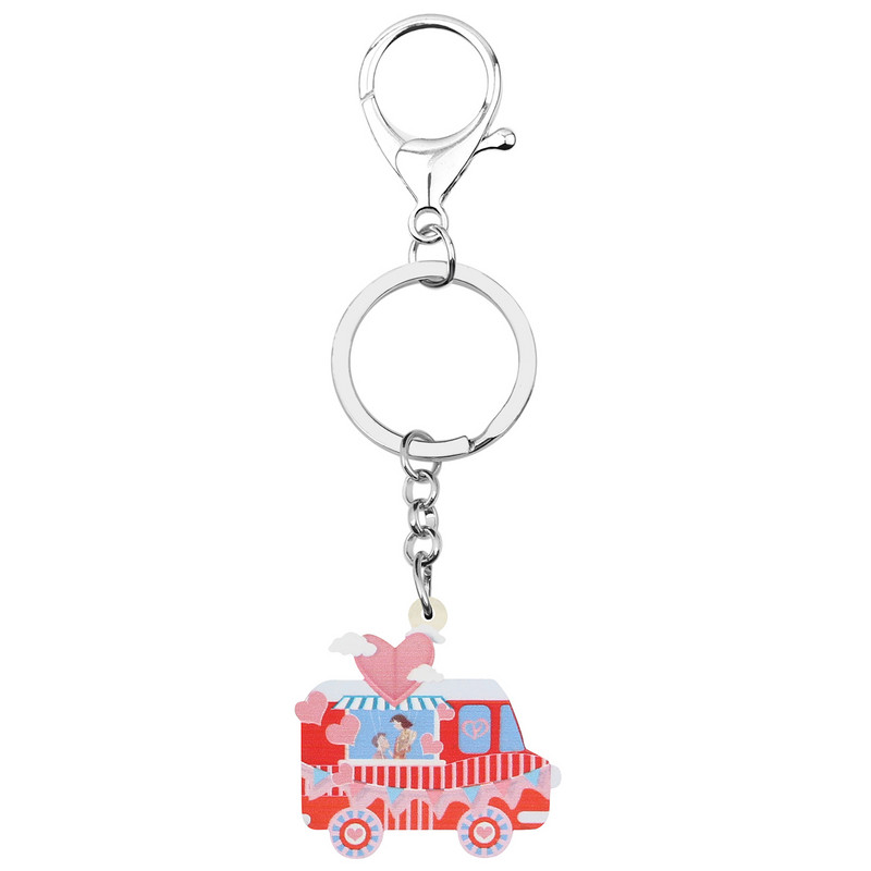 Bonsny Ziua Îndrăgostiților Acrilic Dulce Roșu Dragoste Inimă Balon Breloc Mașină Inel TrendyPurse Geanta Lanț Cheie Pentru Femei Fete Bijuterii