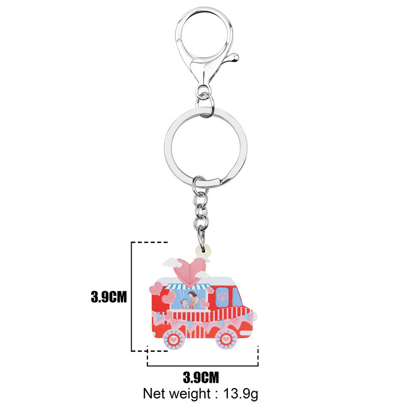 Bonsny Ziua Îndrăgostiților Acrilic Dulce Roșu Dragoste Inimă Balon Breloc Mașină Inel TrendyPurse Geanta Lanț Cheie Pentru Femei Fete Bijuterii