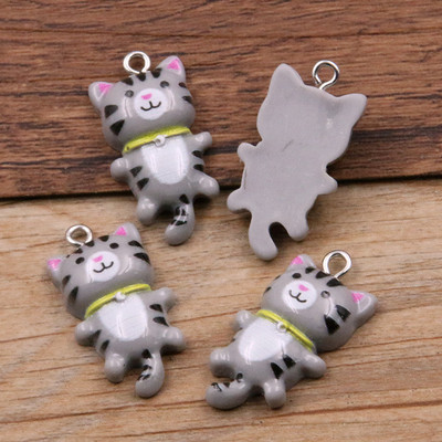 10 bucăți 15*29 mm 8 culori Kawaii brelocuri de pisică pandantive pentru fabricarea de bijuterii din rășină animală, descoperiri de bijuterii, artizanat